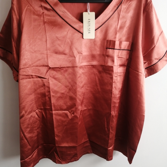 Women's 2 piece silky pajama set EkouAer lounge set - Picture 2 of 7